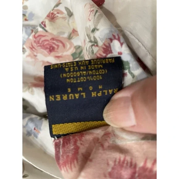 Vtg Pr Ralph Lauren Petticoat White Floral KING Pillowcases (2) - Picture 7 of 12